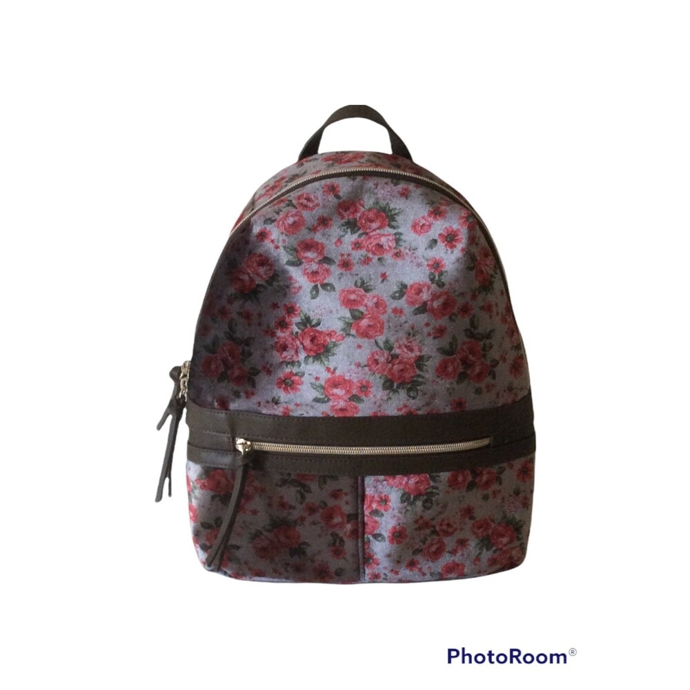 Super cute Grey Velvet Floral Backpack